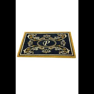 2' x 3' Outdoor Tri-Color Monogram Initial Coir Doormat P Initial